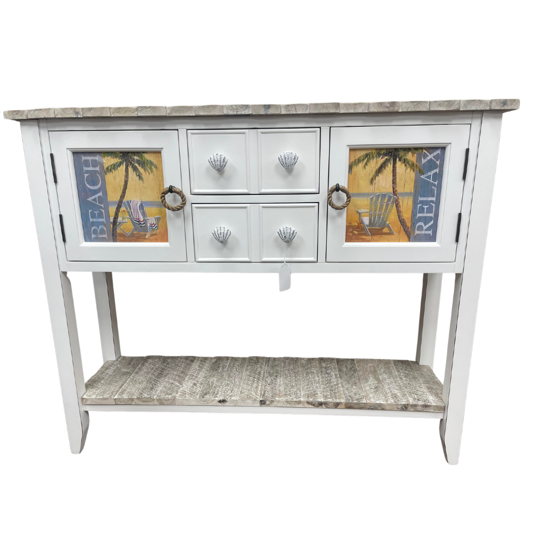 Driftwood Top Console with 2 Doors and 2 Drawers