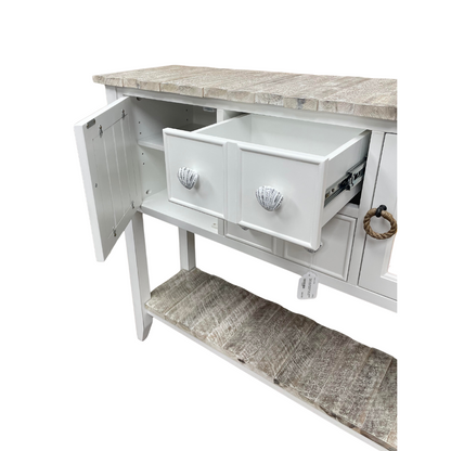 Driftwood Top Console with 2 Doors and 2 Drawers