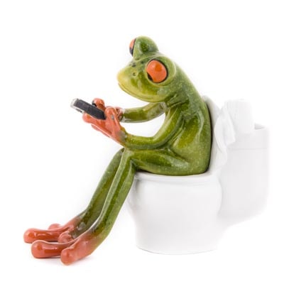 Frog Texting on Toilet Figurine