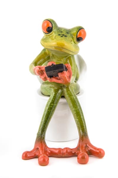 Frog Texting on Toilet Figurine