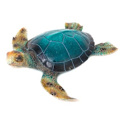 Blue Polystone Turtle Figurine