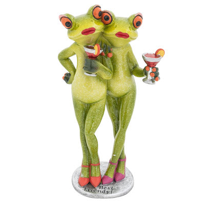 Two Lady Frogs Holding Cocktails